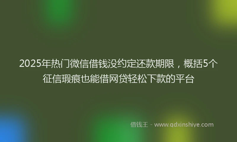 2025年热门微信借钱没约定还款期限，概括5个征信瑕疵也能借网贷轻松下款的平台