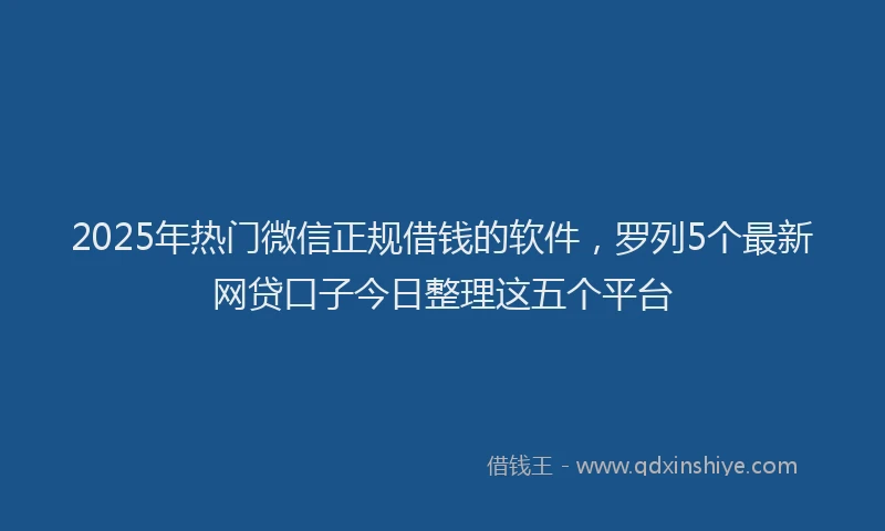 2025年热门微信正规借钱的软件，罗列5个最新网贷口子今日整理这五个平台