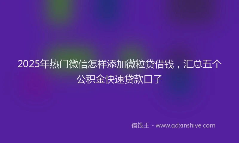 2025年热门微信怎样添加微粒贷借钱，汇总五个公积金快速贷款口子