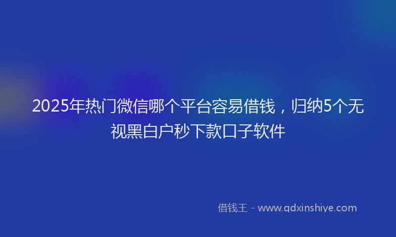 2025年热门微信哪个平台容易借钱，归纳5个无视黑白户秒下款口子软件