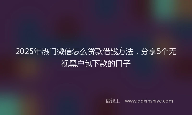 2025年热门微信怎么贷款借钱方法，分享5个无视黑户包下款的口子