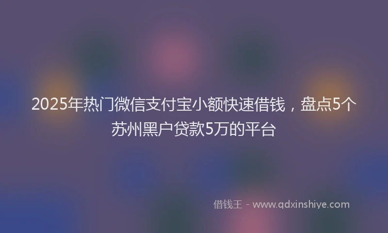 2025年热门微信支付宝小额快速借钱，盘点5个苏州黑户贷款5万的平台