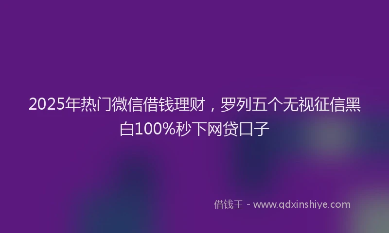 2025年热门微信借钱理财，罗列五个无视征信黑白100%秒下网贷口子