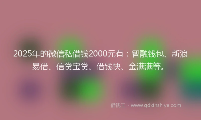 2025年的微信私借钱2000元有：智融钱包、新浪易借、信贷宝贷、借钱快、金满满等。