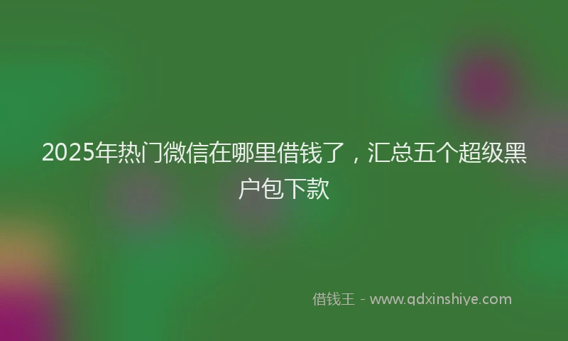 2025年热门微信在哪里借钱了，汇总五个超级黑户包下款