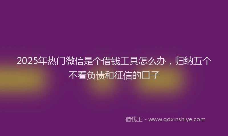 2025年热门微信是个借钱工具怎么办，归纳五个不看负债和征信的口子
