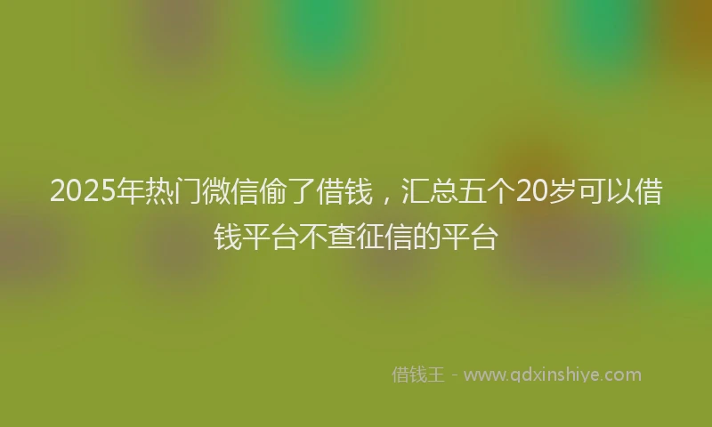 2025年热门微信偷了借钱，汇总五个20岁可以借钱平台不查征信的平台