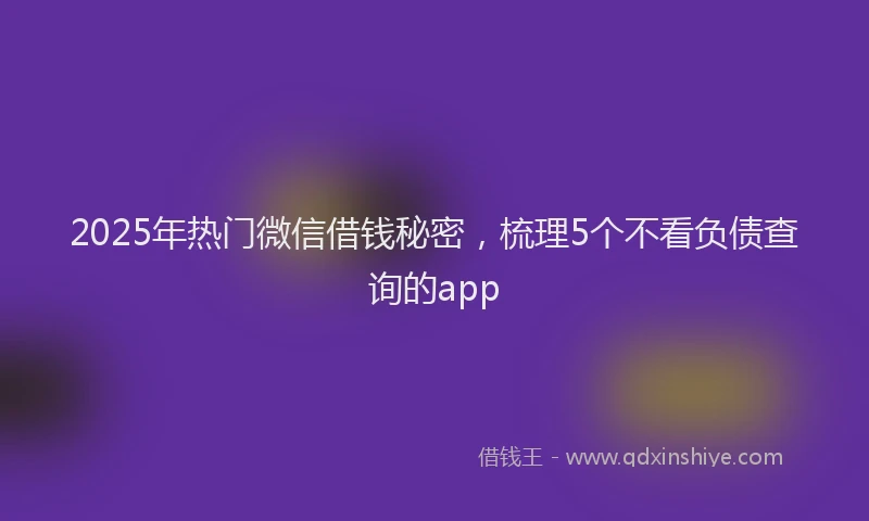 2025年热门微信借钱秘密，梳理5个不看负债查询的app