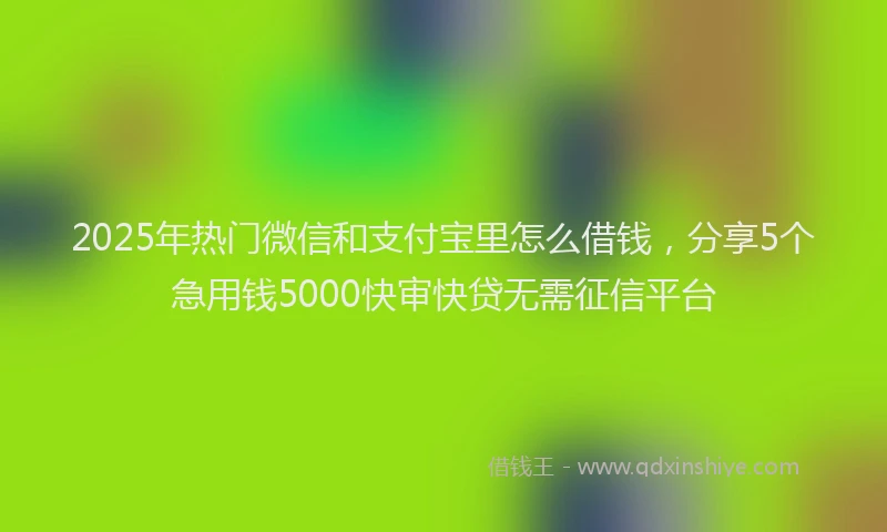 2025年热门微信和支付宝里怎么借钱，分享5个急用钱5000快审快贷无需征信平台