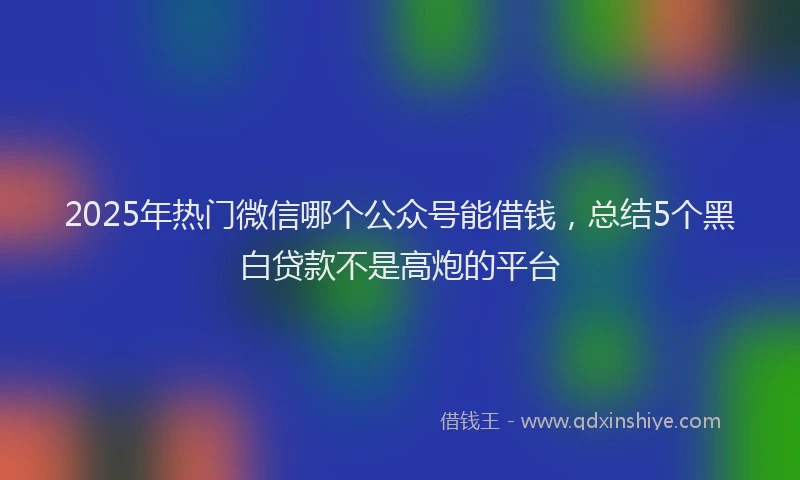 2025年热门微信哪个公众号能借钱，总结5个黑白贷款不是高炮的平台