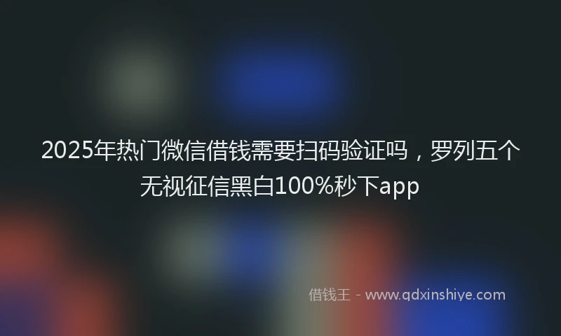2025年热门微信借钱需要扫码验证吗，罗列五个无视征信黑白100%秒下app