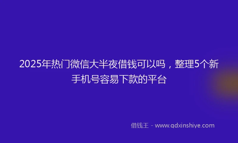 2025年热门微信大半夜借钱可以吗，整理5个新手机号容易下款的平台