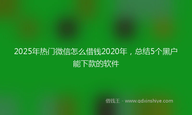 2025年热门微信怎么借钱2020年，总结5个黑户能下款的软件