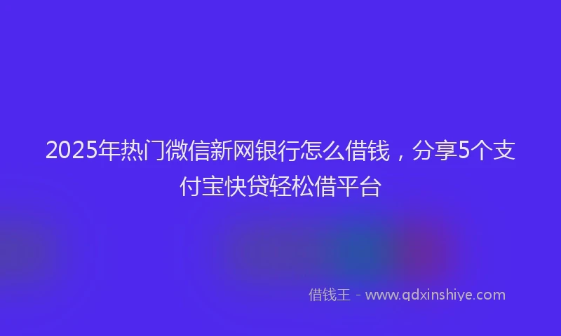 2025年热门微信新网银行怎么借钱，分享5个支付宝快贷轻松借平台