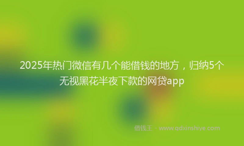 2025年热门微信有几个能借钱的地方，归纳5个无视黑花半夜下款的网贷app
