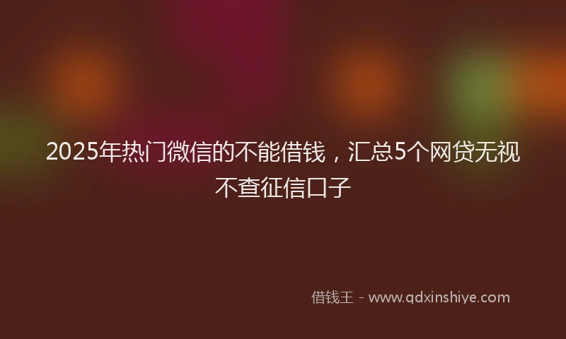 2025年热门微信的不能借钱，汇总5个网贷无视不查征信口子