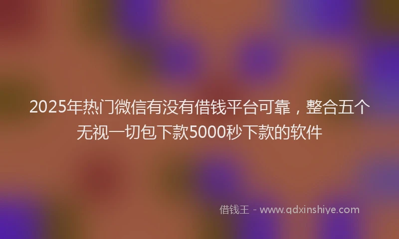 2025年热门微信有没有借钱平台可靠，整合五个无视一切包下款5000秒下款的软件