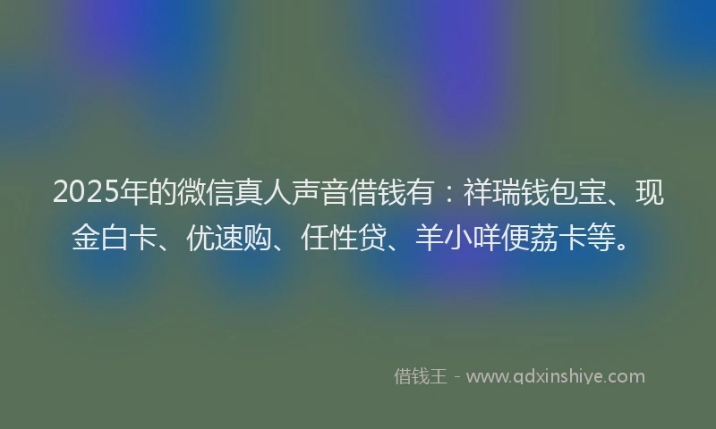 2025年的微信真人声音借钱有：祥瑞钱包宝、现金白卡、优速购、任性贷、羊小咩便荔卡等。