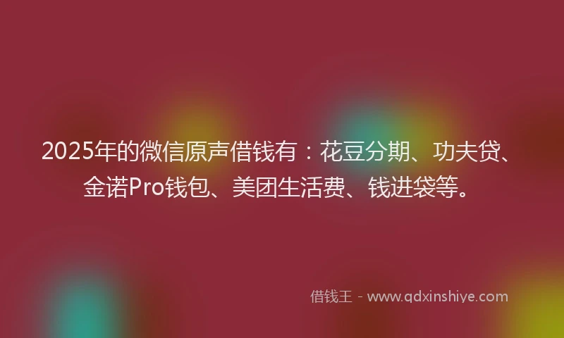 2025年的微信原声借钱有：花豆分期、功夫贷、金诺Pro钱包、美团生活费、钱进袋等。