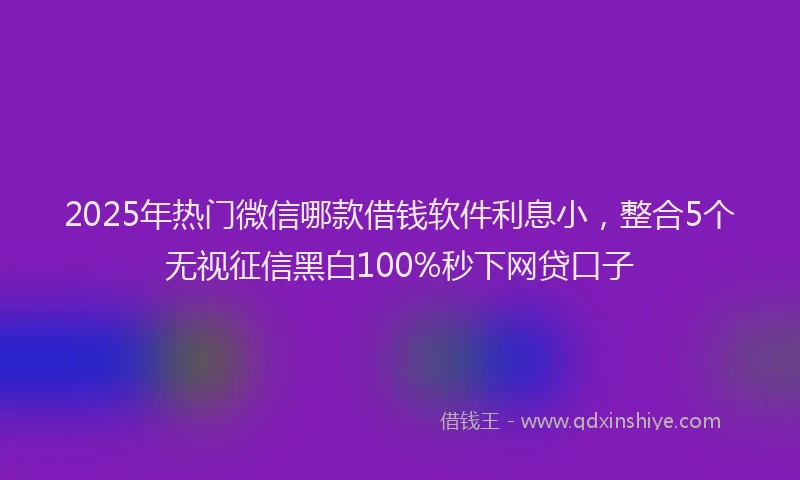 2025年热门微信哪款借钱软件利息小，整合5个无视征信黑白100%秒下网贷口子
