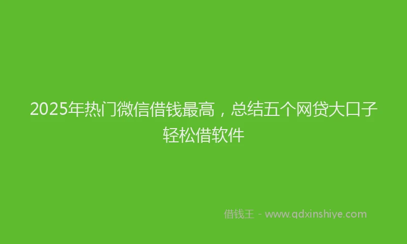 2025年热门微信借钱最高，总结五个网贷大口子轻松借软件