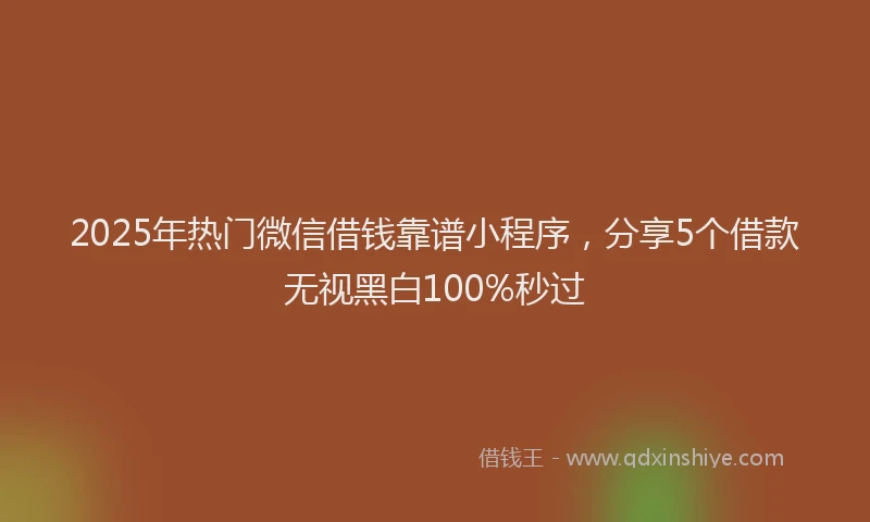2025年热门微信借钱靠谱小程序，分享5个借款无视黑白100%秒过