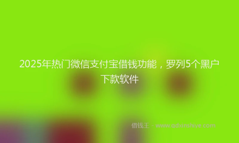 2025年热门微信支付宝借钱功能，罗列5个黑户下款软件