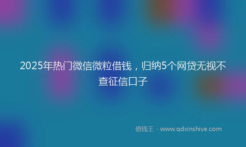 2025年热门微信微粒借钱，归纳5个网贷无视不查征信口子