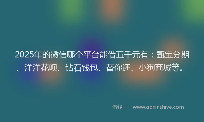 2025年的微信哪个平台能借五千元有：甄宝分期、洋洋花呗、钻石钱包、替你还、小狗商城等。