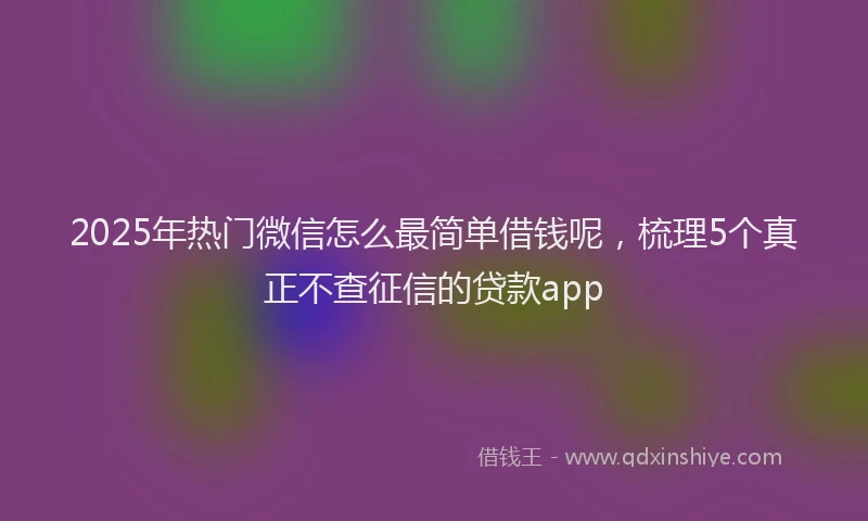 2025年热门微信怎么最简单借钱呢，梳理5个真正不查征信的贷款app