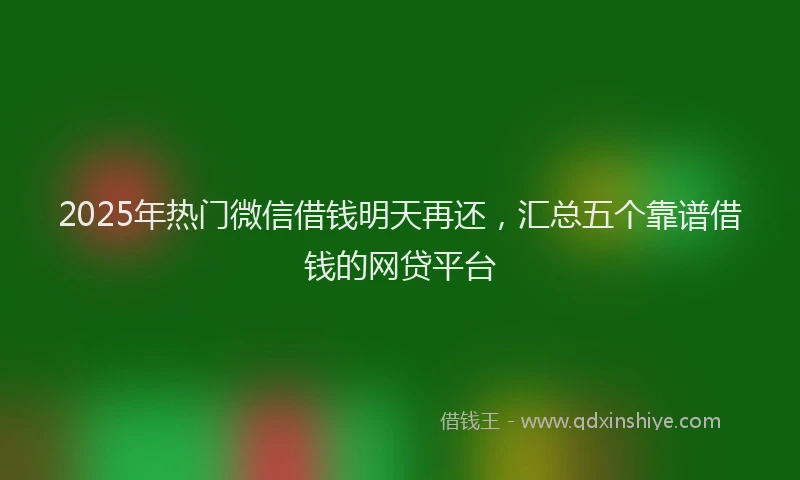 2025年热门微信借钱明天再还，汇总五个靠谱借钱的网贷平台