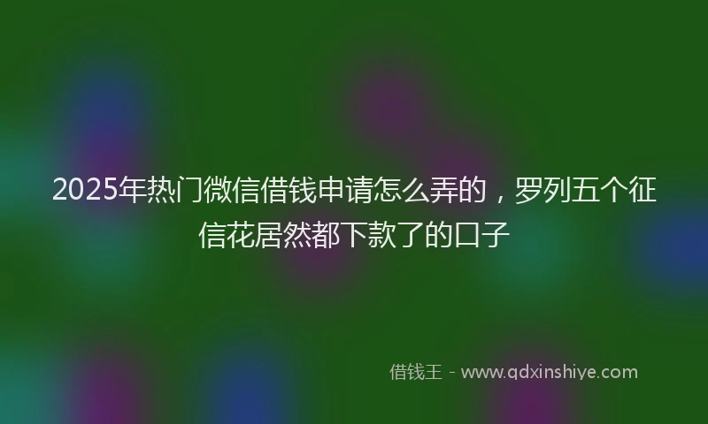 2025年热门微信借钱申请怎么弄的，罗列五个征信花居然都下款了的口子