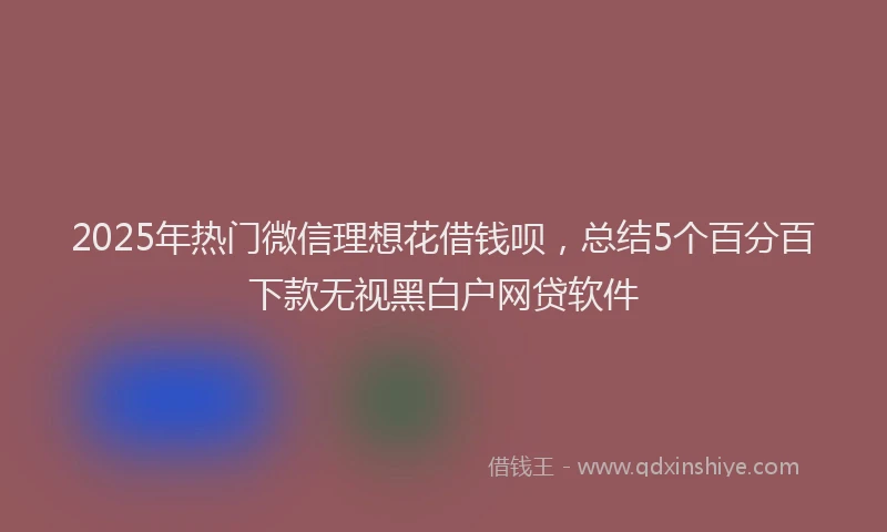 2025年热门微信理想花借钱呗，总结5个百分百下款无视黑白户网贷软件