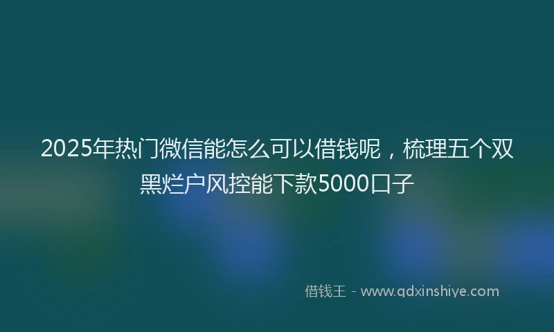 2025年热门微信能怎么可以借钱呢，梳理五个双黑烂户风控能下款5000口子