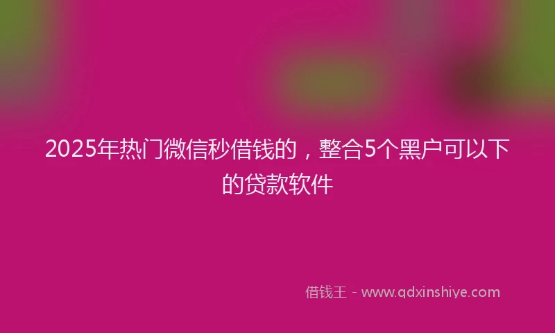 2025年热门微信秒借钱的，整合5个黑户可以下的贷款软件