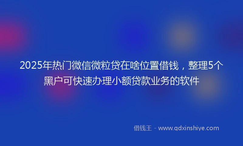 2025年热门微信微粒贷在啥位置借钱，整理5个黑户可快速办理小额贷款业务的软件