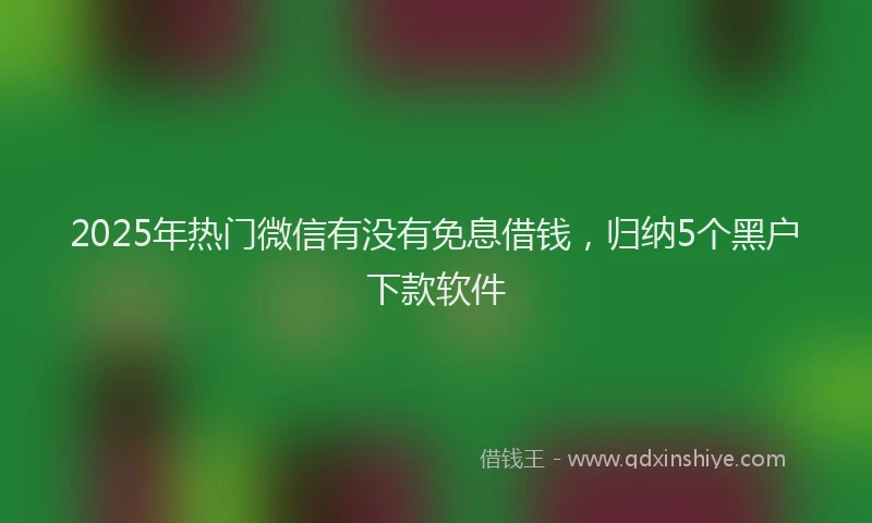 2025年热门微信有没有免息借钱，归纳5个黑户下款软件