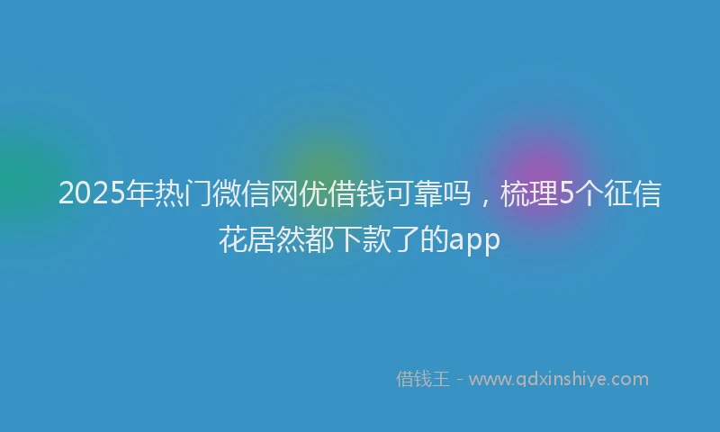 2025年热门微信网优借钱可靠吗，梳理5个征信花居然都下款了的app