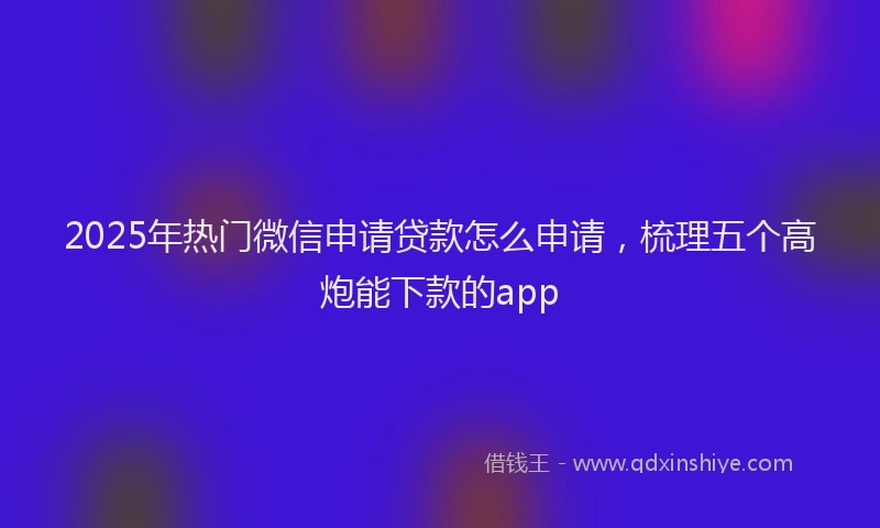 2025年热门微信申请贷款怎么申请，梳理五个高炮能下款的app