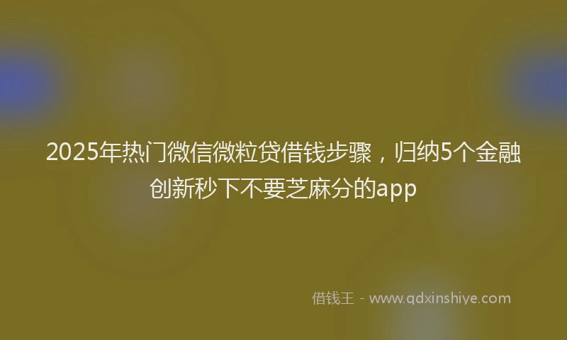 2025年热门微信微粒贷借钱步骤，归纳5个金融创新秒下不要芝麻分的app
