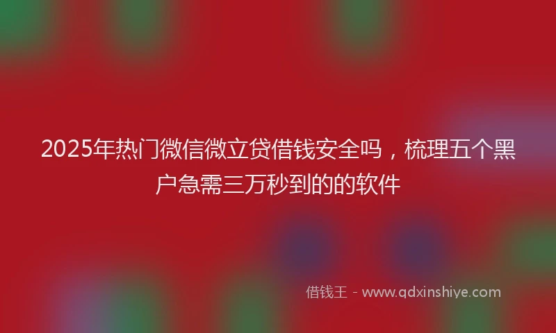 2025年热门微信微立贷借钱安全吗，梳理五个黑户急需三万秒到的的软件