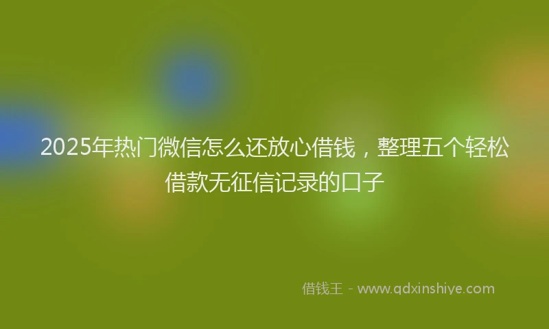 2025年热门微信怎么还放心借钱，整理五个轻松借款无征信记录的口子