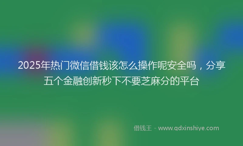 2025年热门微信借钱该怎么操作呢安全吗，分享五个金融创新秒下不要芝麻分的平台