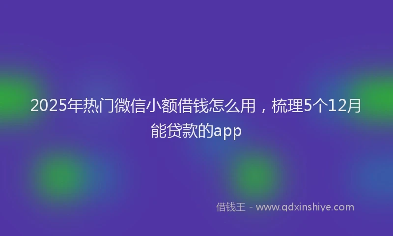 2025年热门微信小额借钱怎么用，梳理5个12月能贷款的app