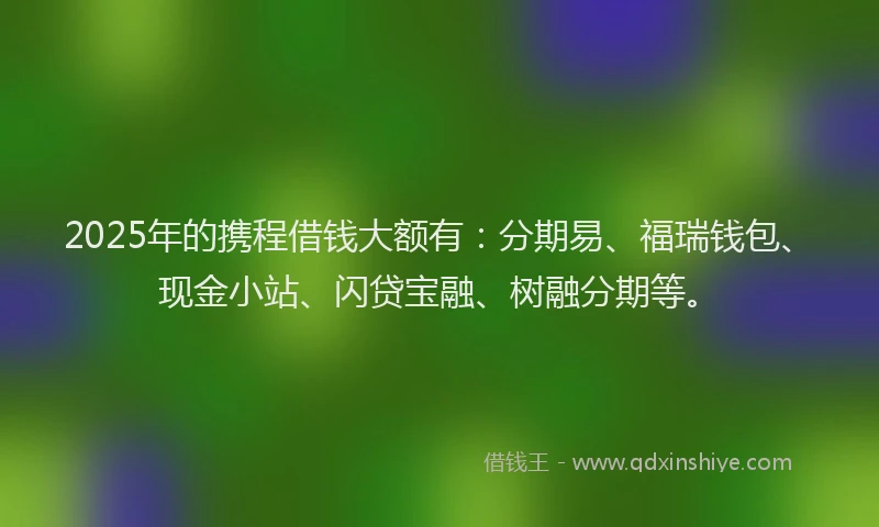 2025年的携程借钱大额有：分期易、福瑞钱包、现金小站、闪贷宝融、树融分期等。