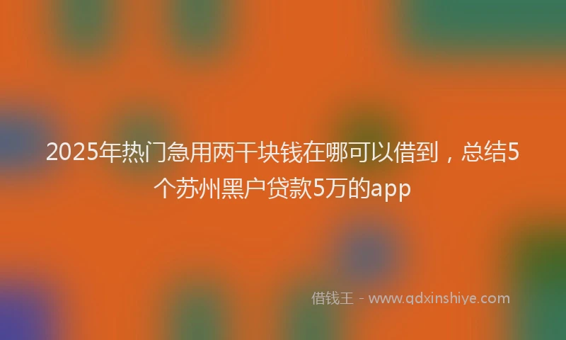 2025年热门急用两干块钱在哪可以借到，总结5个苏州黑户贷款5万的app