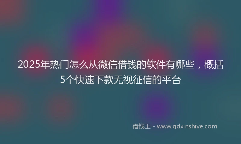 2025年热门怎么从微信借钱的软件有哪些，概括5个快速下款无视征信的平台
