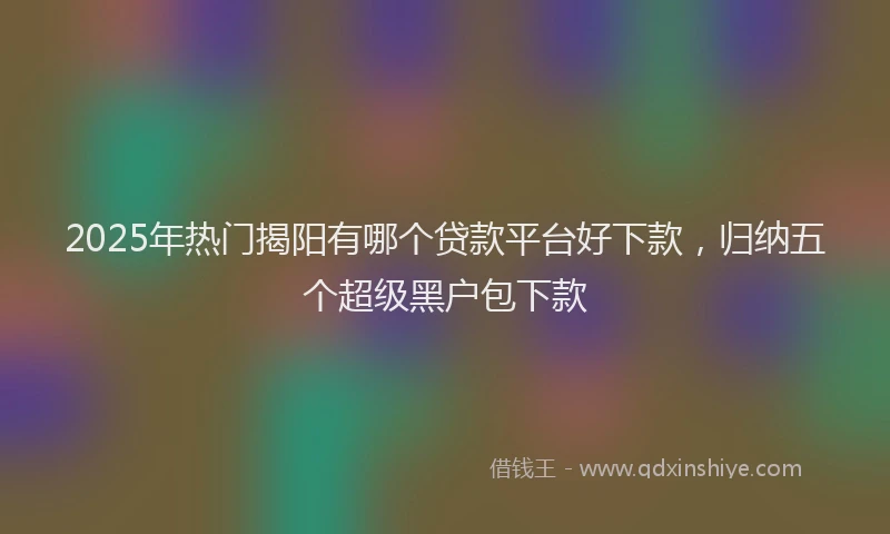 2025年热门揭阳有哪个贷款平台好下款，归纳五个超级黑户包下款