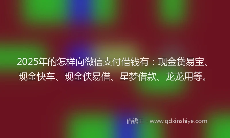 2025年的怎样向微信支付借钱有：现金贷易宝、现金快车、现金侠易借、星梦借款、龙龙用等。