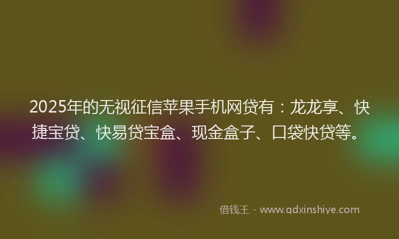 2025年的无视征信苹果手机网贷有：龙龙享、快捷宝贷、快易贷宝盒、现金盒子、口袋快贷等。